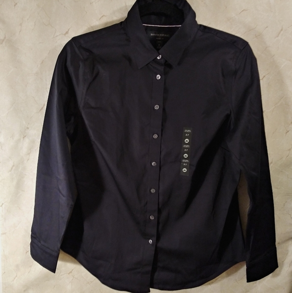 Banana Republic Black Fitted Button Down Shirt, 8P - Picture 2 of 5